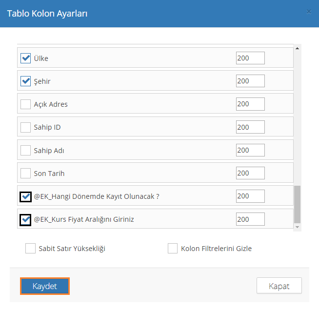 Potansiyel ve Fırsat Modülünde ek alan yaratmak